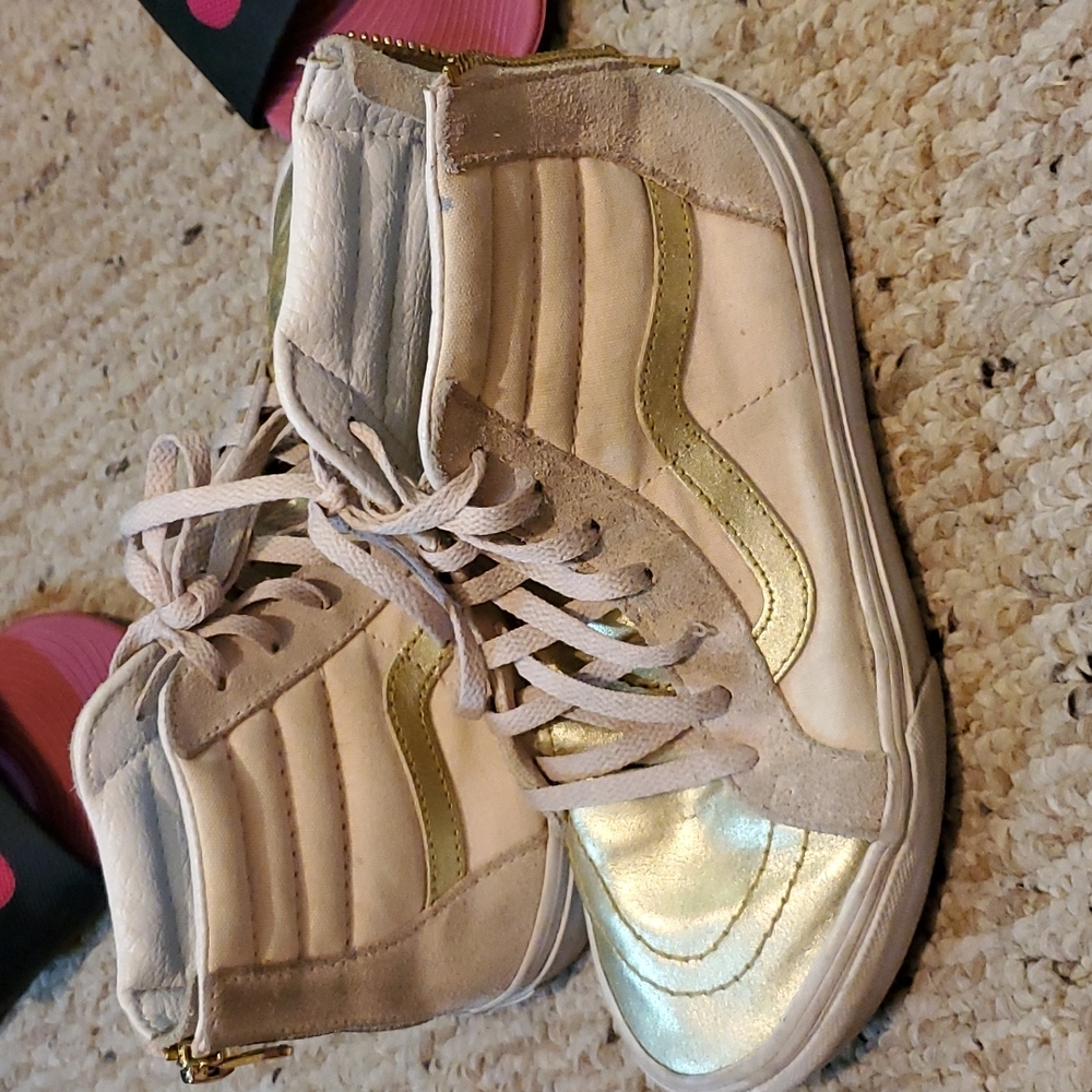3 pink gold vans